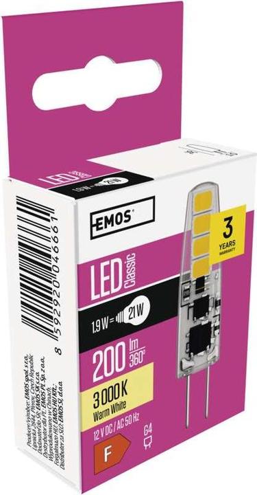 Produktbild Emos LED Lampe Classic JC / G4 / 1,9 W (21 W) / 200 lm / Warmweiss (G4, 2 W, 200 lm, 1 x, F)