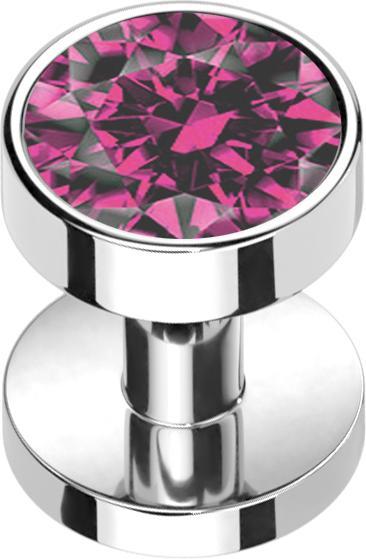 Produktbild Star Piercing Skin Diver silber mit Kristall pink (Titan G23)