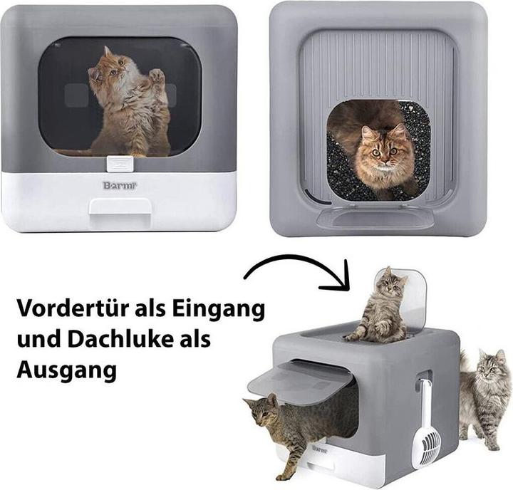 Actual product image Hermex XXL Cat Litter Box Hood Toilet with Lid and Strainer (Cat litter box closed)