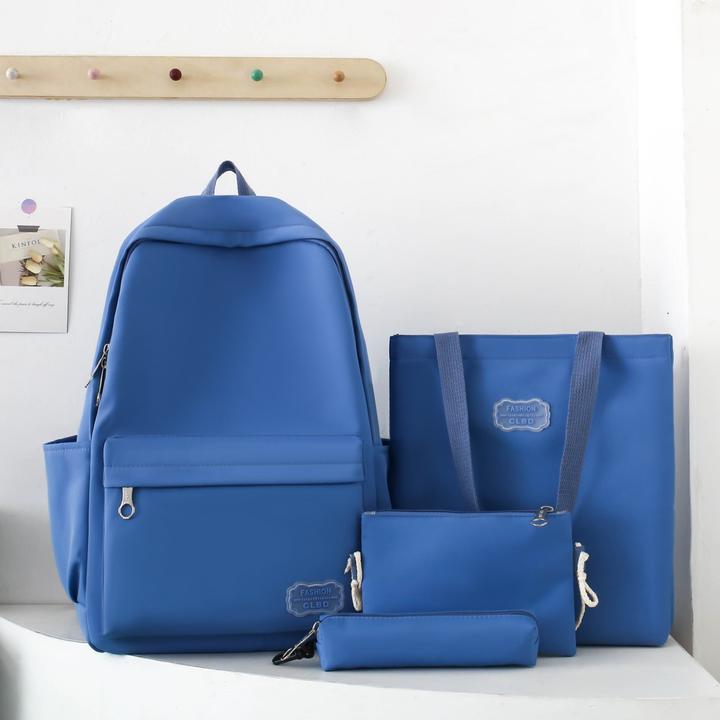 Only-Bags.Store Set di borse 4 pezzi: zaino in nylon a tinta unita con cinghie regolabili, tote, crossbody &