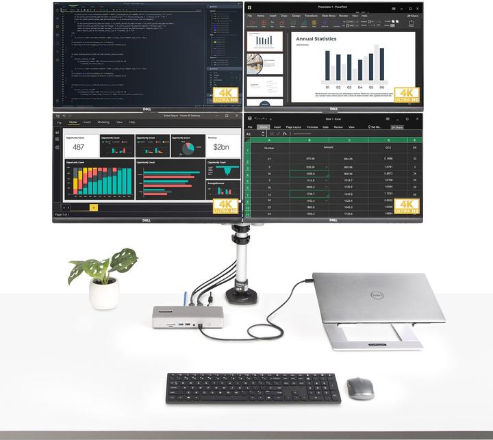 Immagine prodotto StarTech com 132UE-TB4USB4DOCK, Cablato, Thunderbolt 4, 98 W, 3,5 mm, 10,100,1000,2500 Mbit/s, 2.5GB (Thunderbolt, 7 Porti)