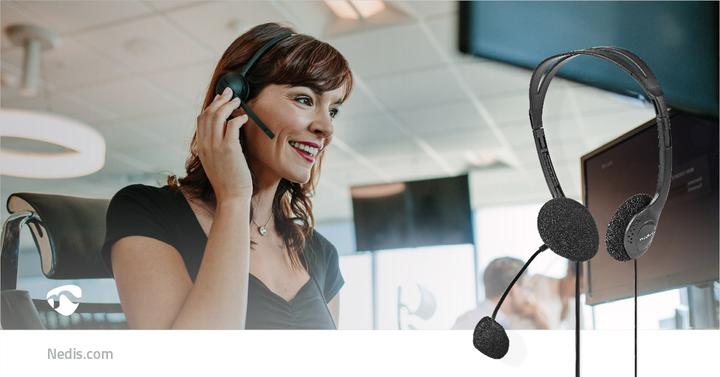 Actual product image Nedis Headphones for PC, headset, 2 plugs, 3.5 mm, black