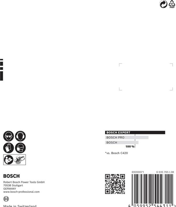 Image du produit Bosch Professional Zubehör EXPERT C470 Papier abrasif multi-trous pour ponceuse excentrique, 125 mm, G 60, 5 pcs. (60)
