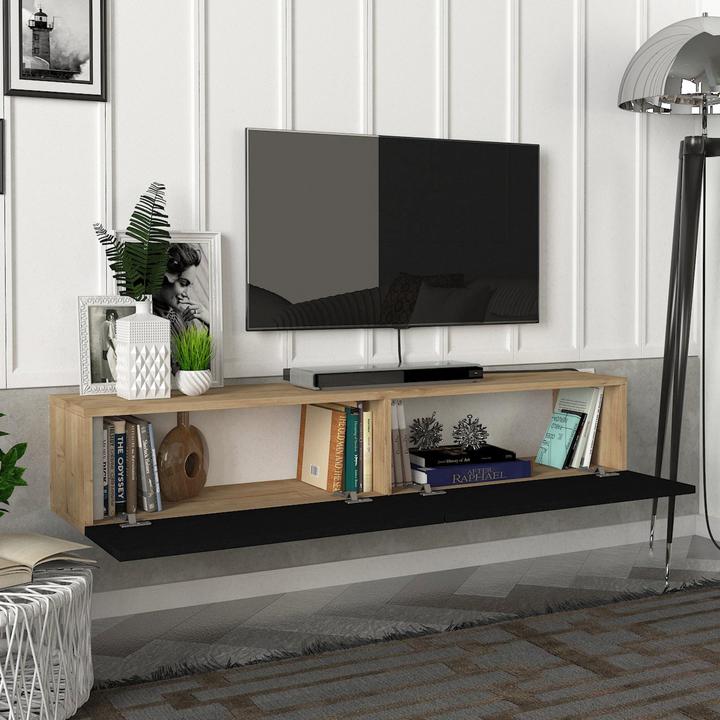 Actual product image En.Casa TV cabinet Toivakka 135x31x25cm oak look / black