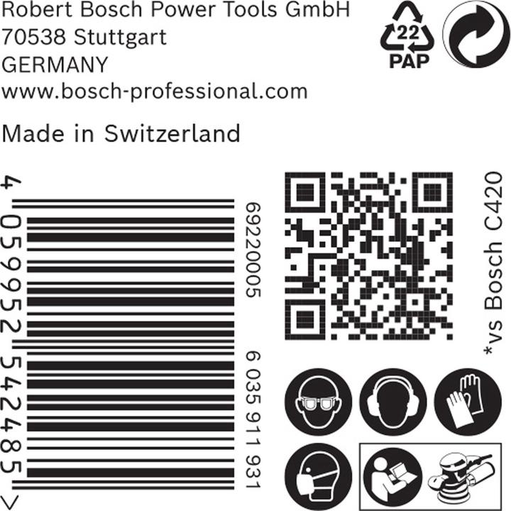 Image du produit Bosch Professional Zubehör EXPERT C470 Papier abrasif à 8 trous pour ponceuse excentrique, 125 mm, G 80, 50 pcs. (80)