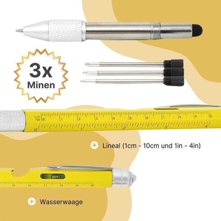 Immagine prodotto Hermex Penna multifunzione 8in1 Penna tattile Livella a bolla d'aria Cacciavite (8 Funzioni)