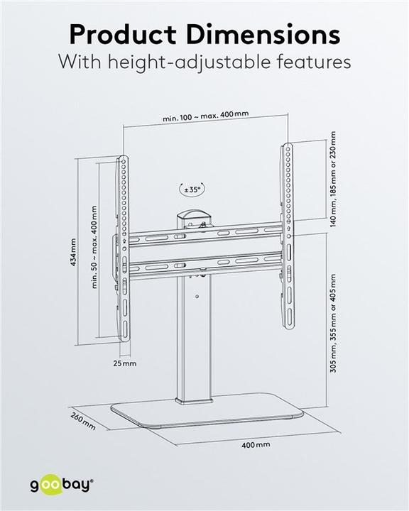 Image du produit Goobay Pied TV Basic Fix (Universel, 55", 40 kg)
