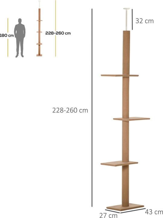 Produktbild PawHut Kratzbaum (228 cm, Braun)