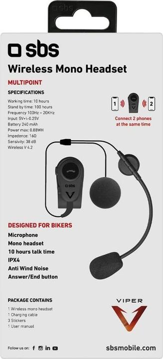 Image du produit SBS Casque mono sans fil pour casque (Lot de 1)