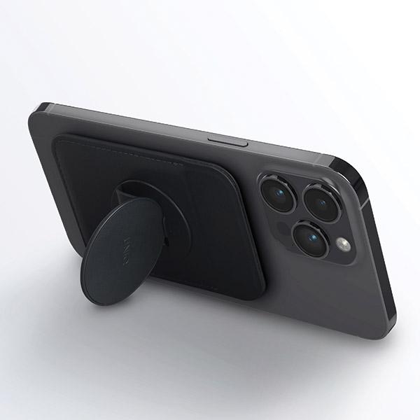 Actual product image Uniq Flixa magnetyczny portfel na karty z podpórką czarny/jet black MagSafe