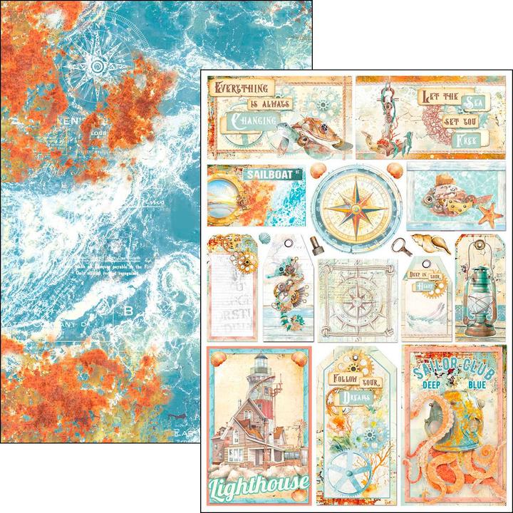 Produktbild Ciao Bella Papier-Set "Coral Reef", 9 Blatt, A4 (190 g/m², 9 x)