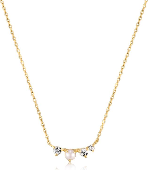 Ania Haie 14kt Gold Pearl and White Sapphire Radiance Halskette (585er Gelbgold, 40 - 45 cm)