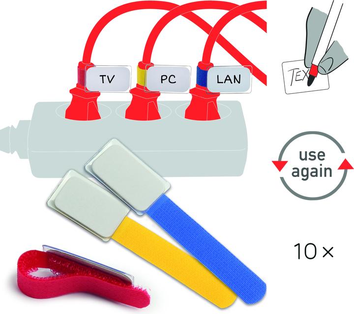 Actual product image Label-the-cable small velcro binder with label (Velcro cable ties, 90 mm, 10 pcs.)