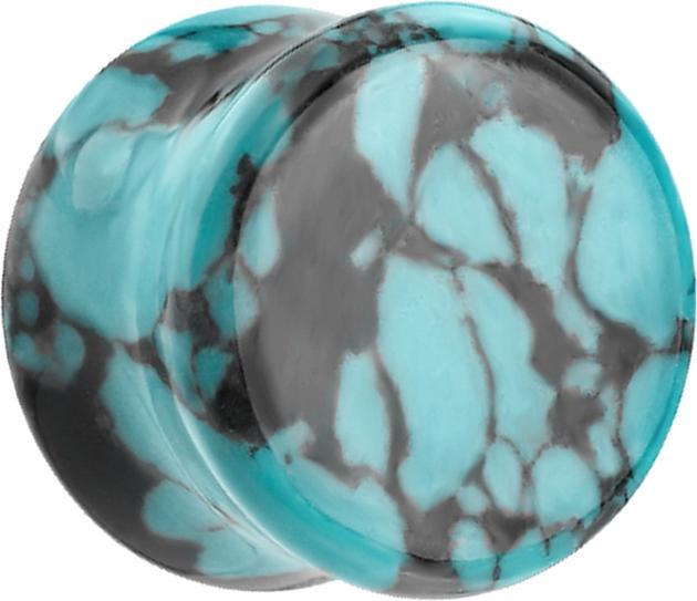 Produktbild Star Piercing Flared Plug türkis mit Musterung schwarz (ohne Messing, Organisch)