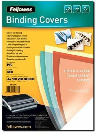 Actual product image Fellowes PVC cover sheet, red-transparent