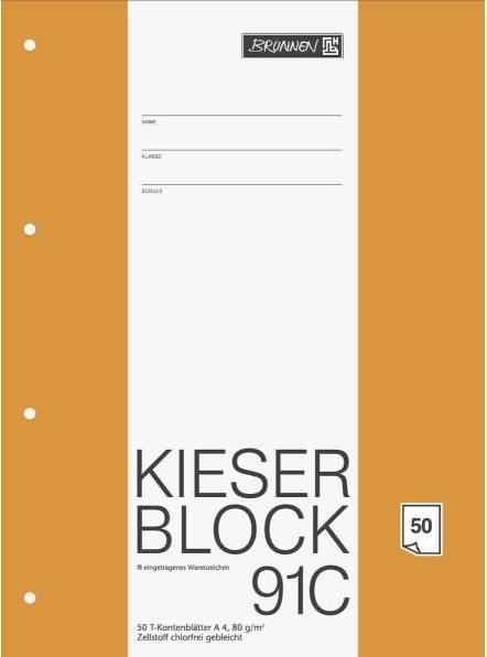 Produktbild Arbeitsblock Kieserblock DIN A4 T-Konten Lineatur 91C (A4, Liniert, Kein Einband)