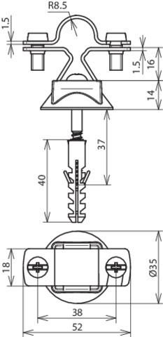 Immagine prodotto Dehn Portacanne NIRO 274260 f. Rd. 16mm w. vite per legno a. tassello K (Montaggio a parete)