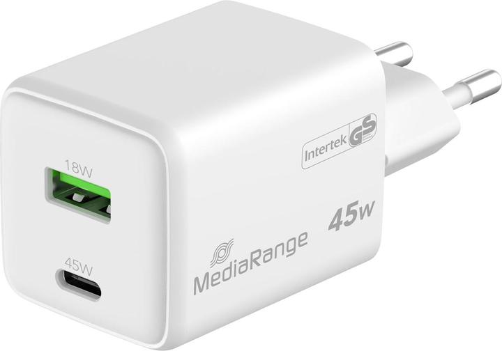 MediaRange Ladegerät 43W 2-Port 1x USB-A/1x USB-C GaN, weiss (45 W)