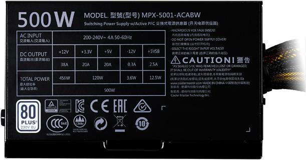 Immagine prodotto Cooler Master Alimentazione MasterWatt Lite 500W 230 Volt (500 W)