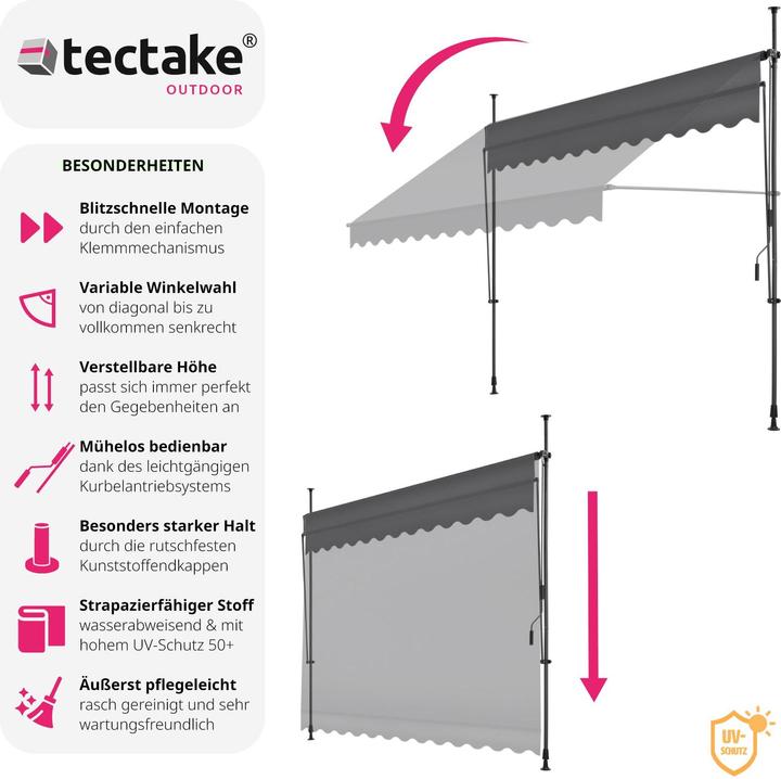 Produktbild tectake Klemmmarkise (3 m)