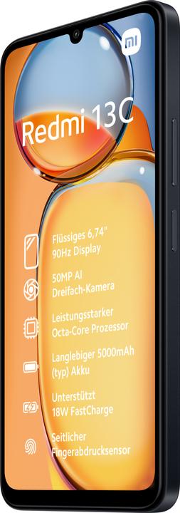 Productafbeelding Xiaomi Redmi 13C 4+128GB nachtzwart (128 GB, Middernachtelijk zwart, 6.74", Dubbele SIM, 50 Mpx, 4G)