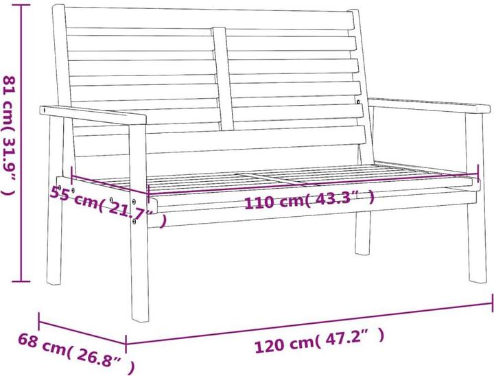 Produktbild VidaXL Gartensofa 120 cm Akazie