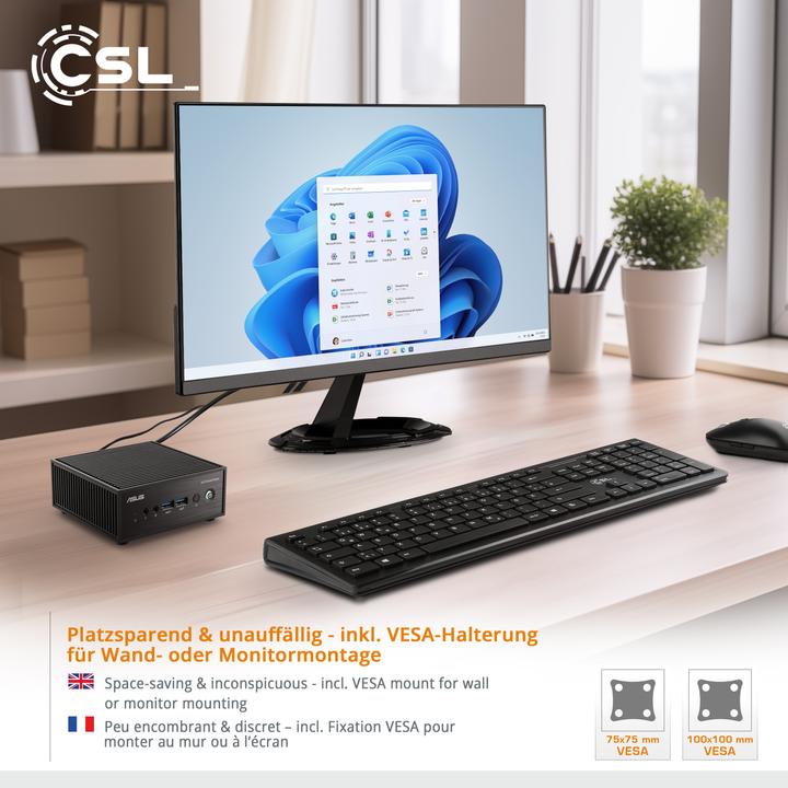Image du produit CSL Mini PC ASUS PN42 N200 / 1000 Go M.2 SSD / 16 Go RAM / Win 11 Famille (Intel N200, 16 Go, 1000 Go, Intel UHD Graphics)