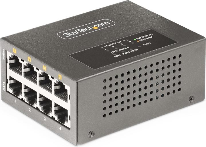 Actual product image StarTech COM 4-Port Multi-Gigabit PoE++ Injector 5/2.5G Ethernet NBASE-T PoE/PoE+/PoE++ 802.3af/802. (802.3bt (PoE++), 802.3af (PoE), 802.3at (PoE+), 160 W)