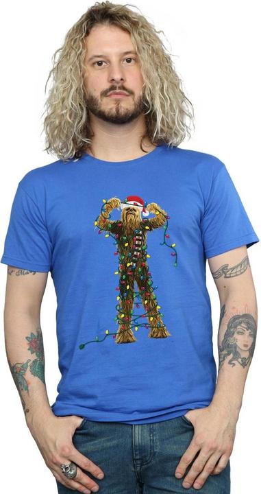 Actual product image Star Wars Mens Chewbacca Christmas Lights T-Shirt (L)