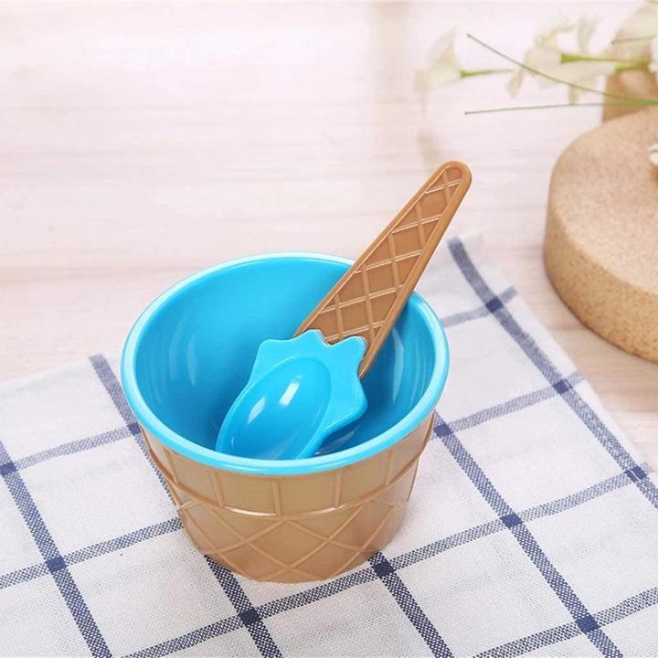 Actual product image JTI 4x glass bowls with spoons - blue (1 x)