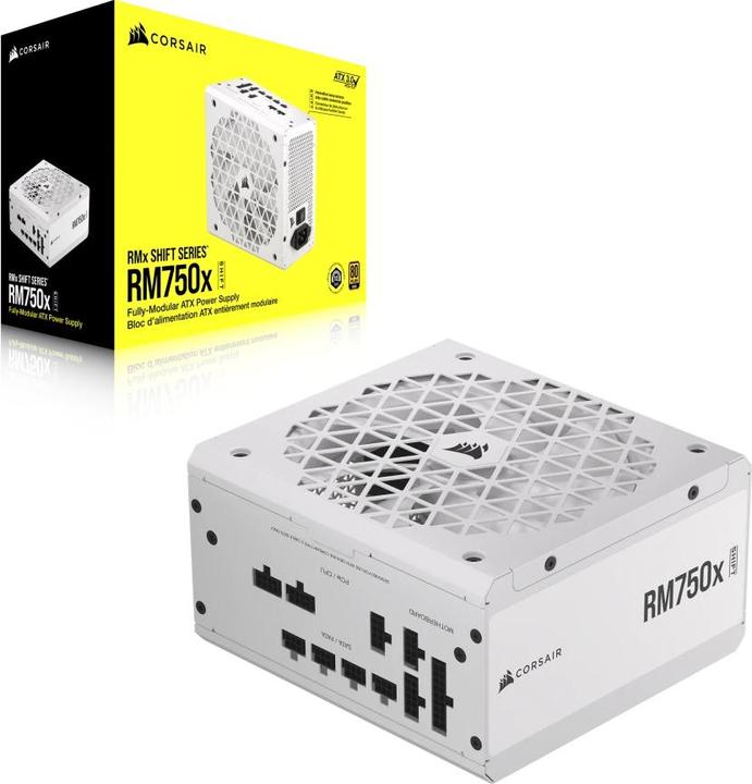 Produktbild Corsair RMx Shift White Series, RM750x Shift White, 750 Watt, 80 PLUS GOLD Certified, Fully Modular Power Su (750 W)
