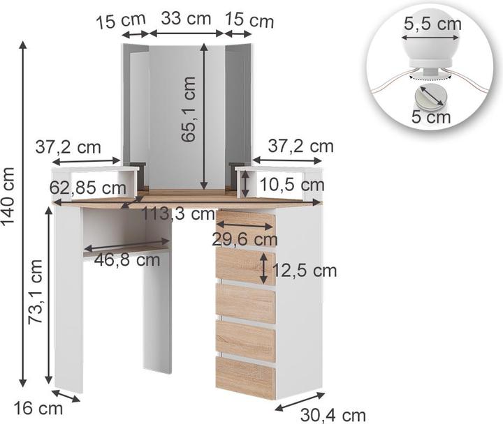 Produktbild Vicco Tilda (113.5 x 63 x 140 cm)