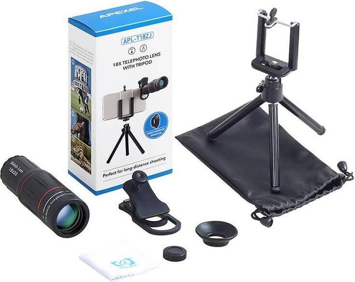 Image du produit Apexel APL-T18ZJ Lentille 18X avec trépied (noir)