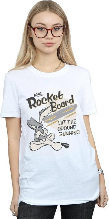 Actual product image Looney Tunes Womens/Ladies Rocket Board Wile E Coyote Cotton Boyfriend T-Shirt (3XL)
