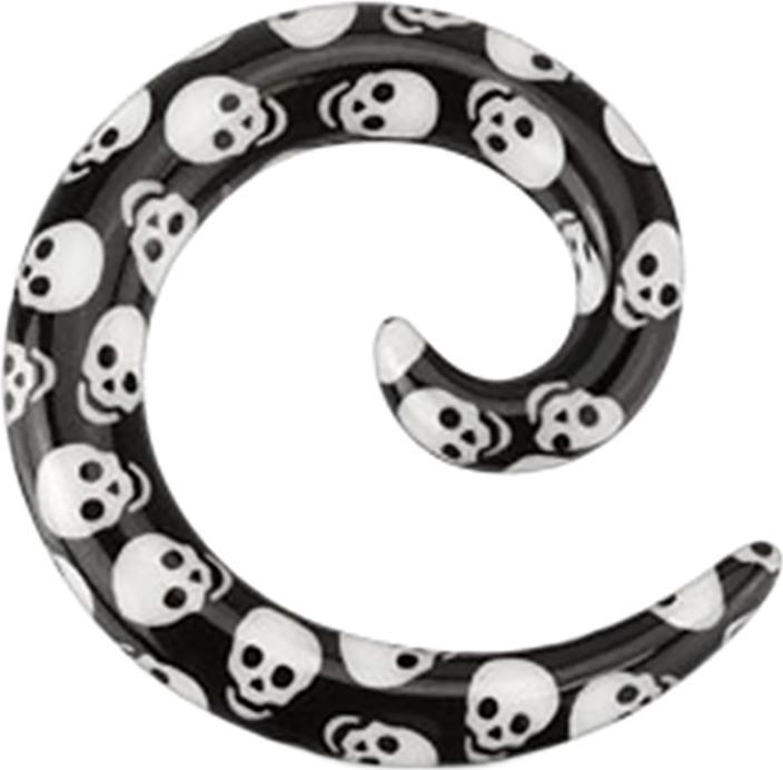 Produktbild Star Piercing Dehnspirale schwarz mit Totenkopf (ohne Messing, Acryl)