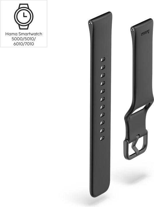 Actual product image Hama Armband zum Wechseln für Smartwatch 5000, Silikon, Schwarz (Silicone)
