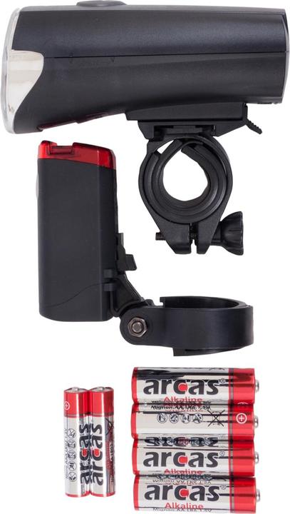 Immagine prodotto Arcas Set di illuminazione per biciclette Set di lampade per biciclette, a batteria (70 lm, 6.50 lm)