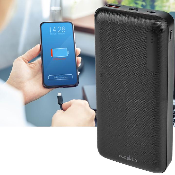 Actual product image Nedis Powerbank | 20000 mAh | 2x 3.0 A | Number of outputs: 2 | Output connection: 1x USB-A / 1x U (20000 mAh, 18 W, 74 Wh)