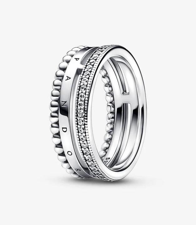 Produktbild Pandora Signature Logo Pavé & Beads Ring (56, 925 Silber)