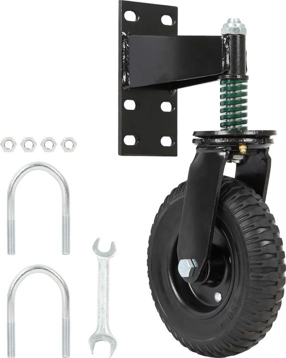 Actual product image Wiltec Spring Loaded Gate Wheel 200 mm 275 kg Castor Brake Jockey