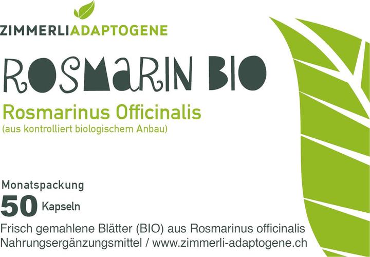 Valeurs nutritives et ingrédients Zimmerli Adaptogene Gélules de romarin (BIO) 50 gélules (1 pièce(s), Capsules, 25 g)