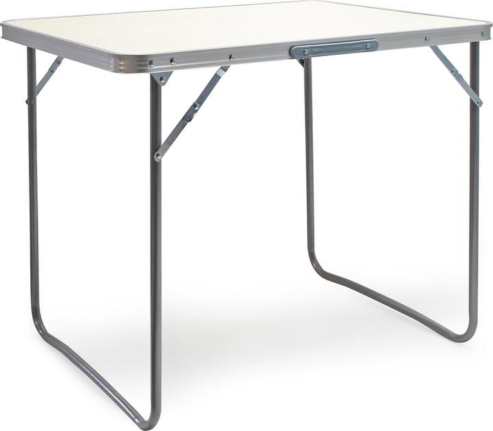 Wiltec Folding camping table 80x60cm aluminium white table top Folding table