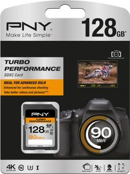 Actual product image PNY SDXC Card 128GB Turbo Performanc UHS-I (128 GB, SDXC, U3, UHS-I)