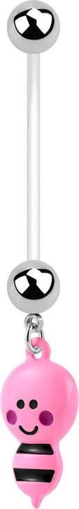Image du produit Star Piercing Banane grossesse avec Bine rose (Bioflex, sans laiton, Acier chirurgical 316L)