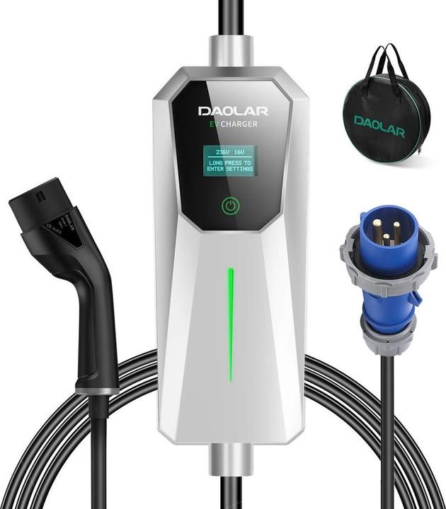 Immagine prodotto Daolar 7,4 kW - 32a - Typ 2 - 3 Pins - CEE -Hauslader mit einstellbarem Timer - 5 Meter Kabel - Auto (Tipo 2, 7 kW, 32 A, CEE 16)