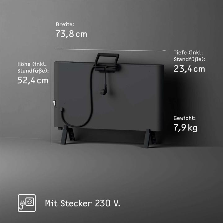 Produktbild Stiebel Eltron Elektroheizung engergiesparend, Standgerät CNS-B 2000 Plus LCD move, 2 kW für ca. 25 m², TÜV geprüft (2000 W)