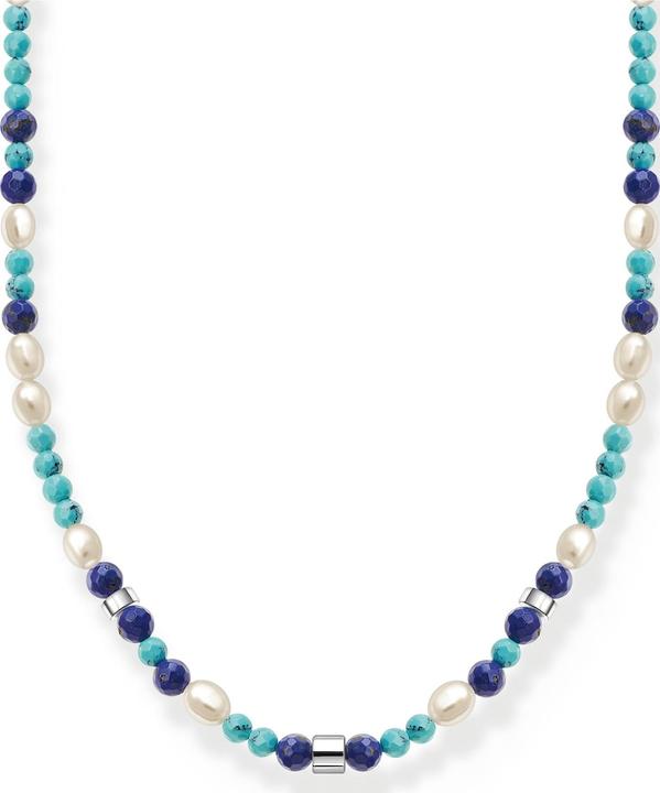 Thomas Sabo Chaîne avec des pierres bleues et perles (Argent 925, 45 cm)