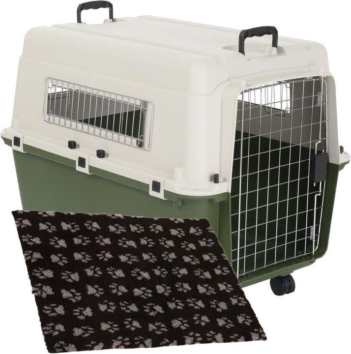 Produktbild zooplus Transportbox Feria Grösse 5 (M) + Vetbed® Isobed SL Hundedecke Paw (L 100 x B 75) (Hund)