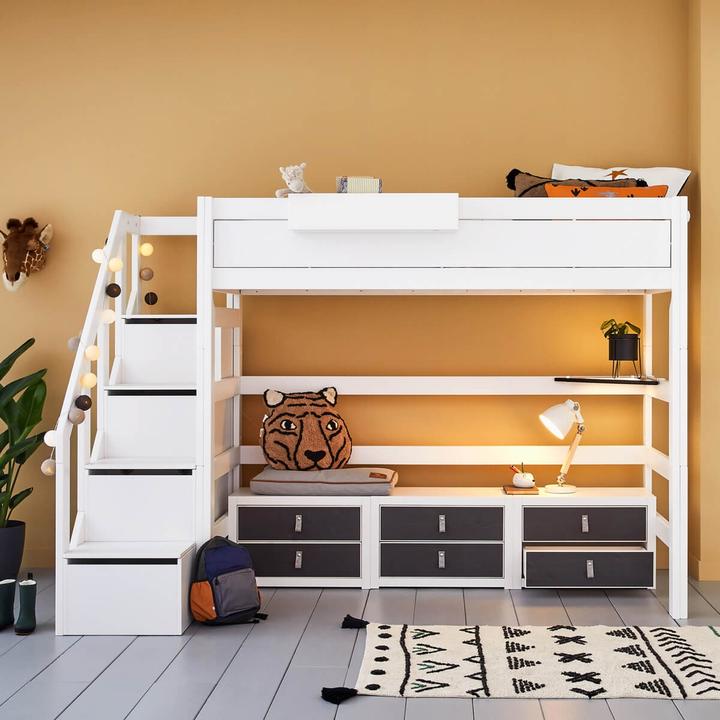 Image du produit Lifetime Kidsrooms Lit mezzanine avec escalier, tiroirs et sommier Deluxe