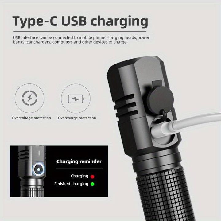Produktbild PhoneLook Mini LED Taschenlampe Ultrastarke Leuchtkraft mit integriertem Akku & 800 Lumen (USB-C)